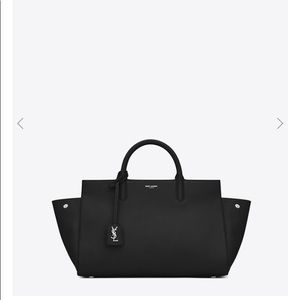 Saint Laurent Purse - Medium Cabas Rive Gauche in Black Grained Calfskin Leather